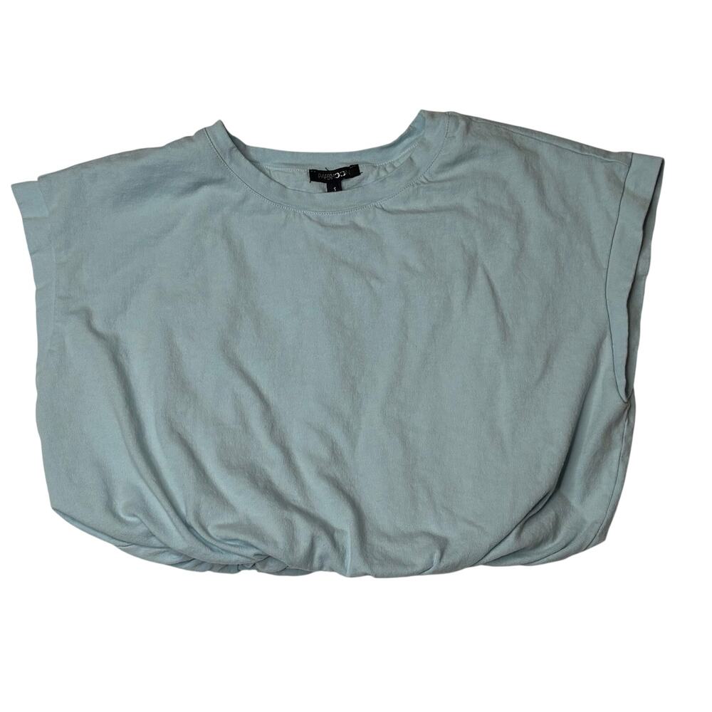 Papermoon Polly Tee Light Blue Bubble Hem Top Small